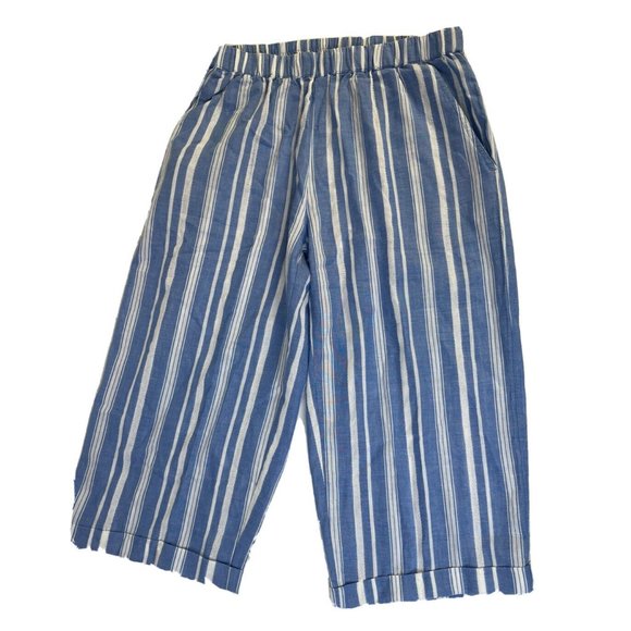 Fresh Produce Cotton Striped Cropped Capri Pants Blue Coastal